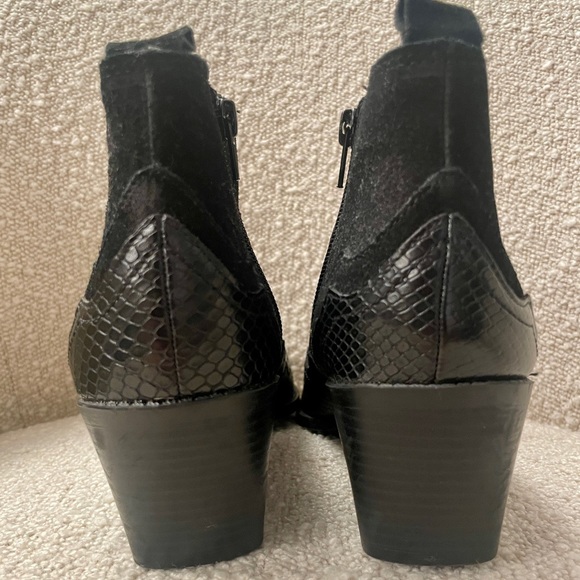 Zara Black Leather & Suede Western Ankle Booties - Picture 4 of 10
